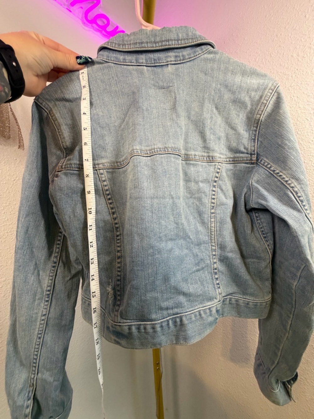 Hollister Light Blue Distressed Denim Jacket Y2K - Picture 6 of 6